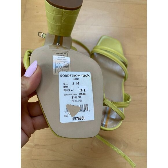 SAM Edelman Bnwot "Kia" Ankle Strap Block Heel Lime Green Women New - Picture 8 of 10